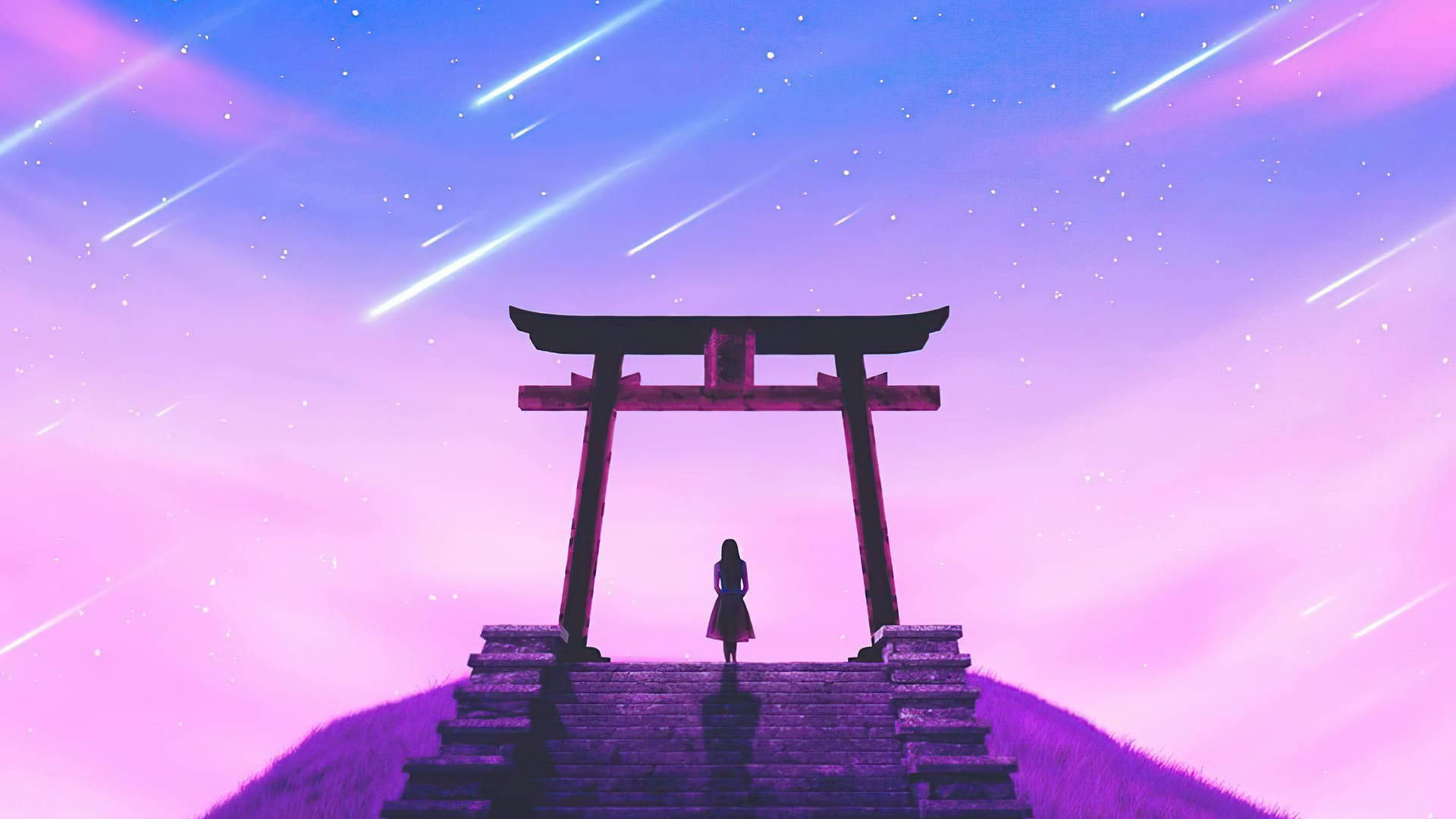 流星群の美的ノートパソコン壁紙