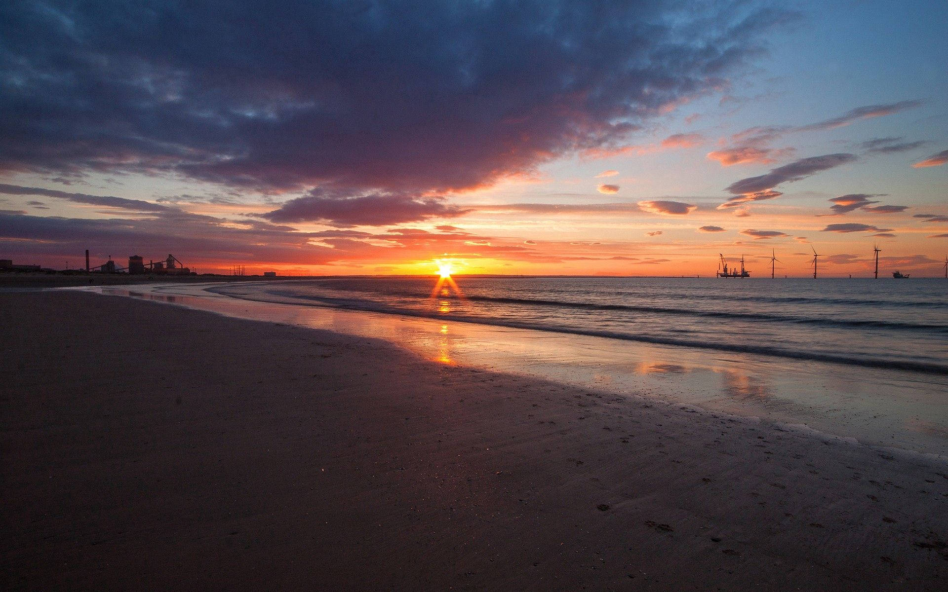 海と夕日の自然の壁紙