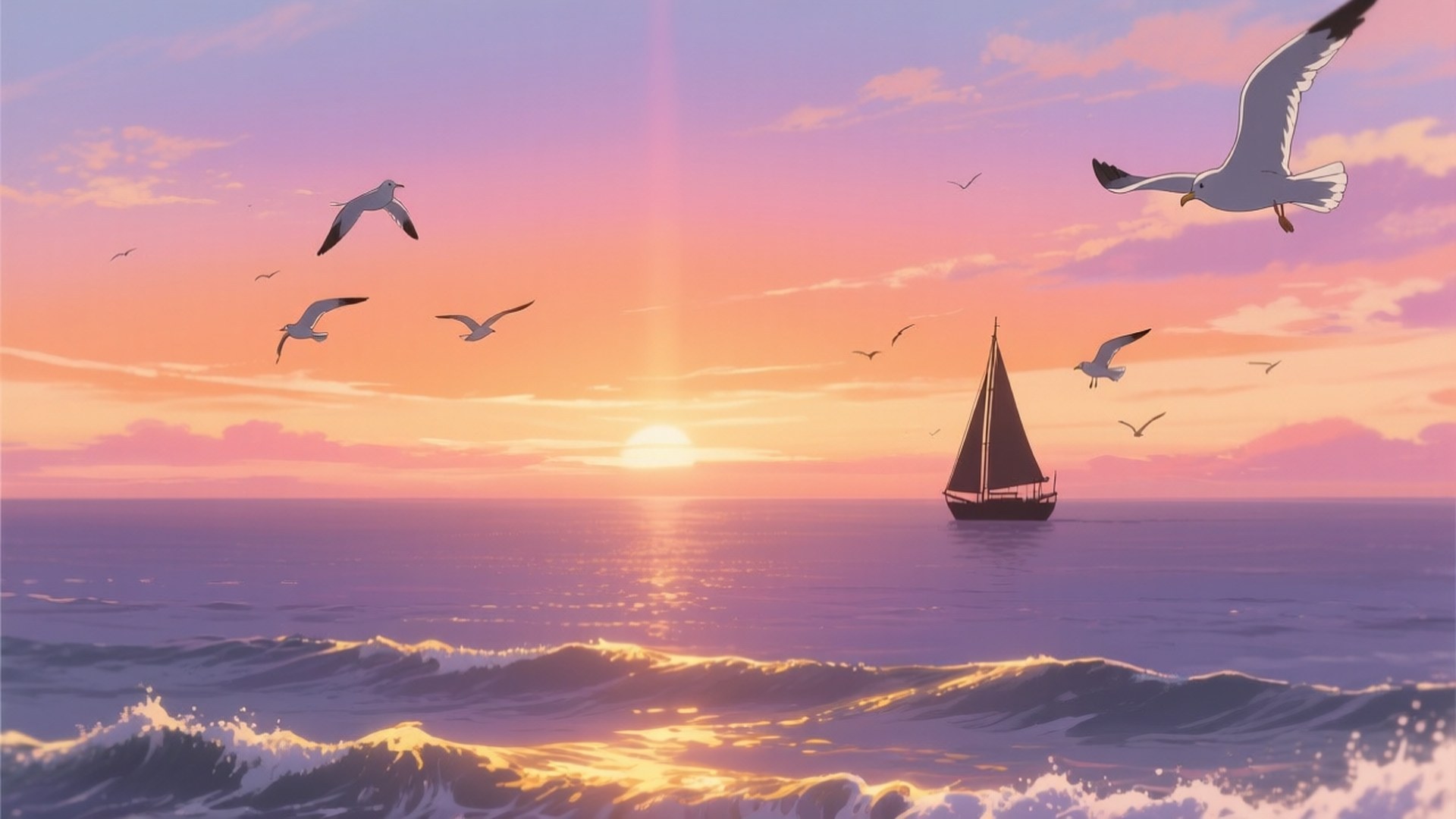 海の夕焼けの輝き 壁紙