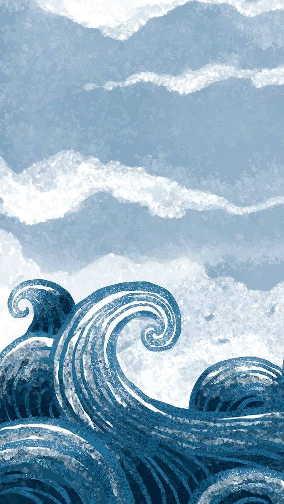 海の波と水の美学のカートゥーン 壁紙