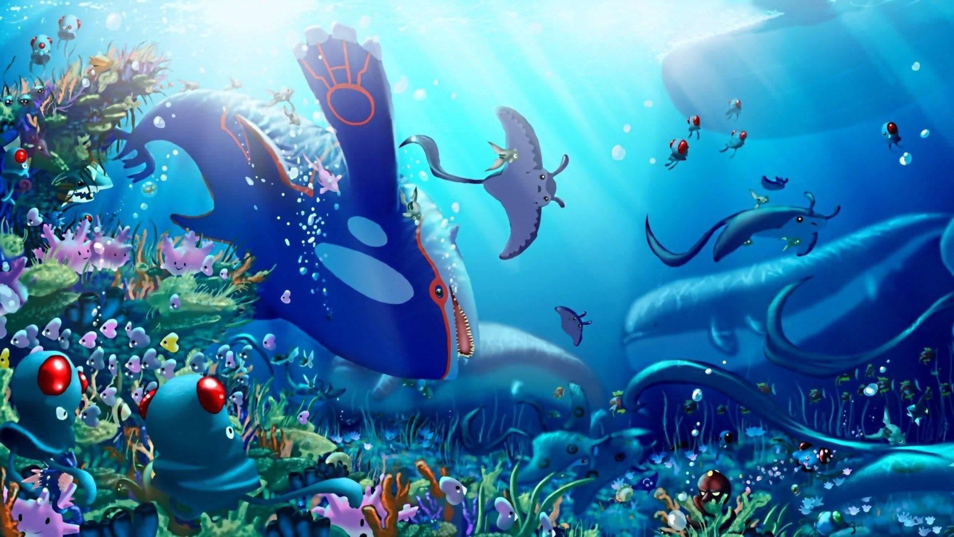 海と魚のポケモンの水中壁紙。
