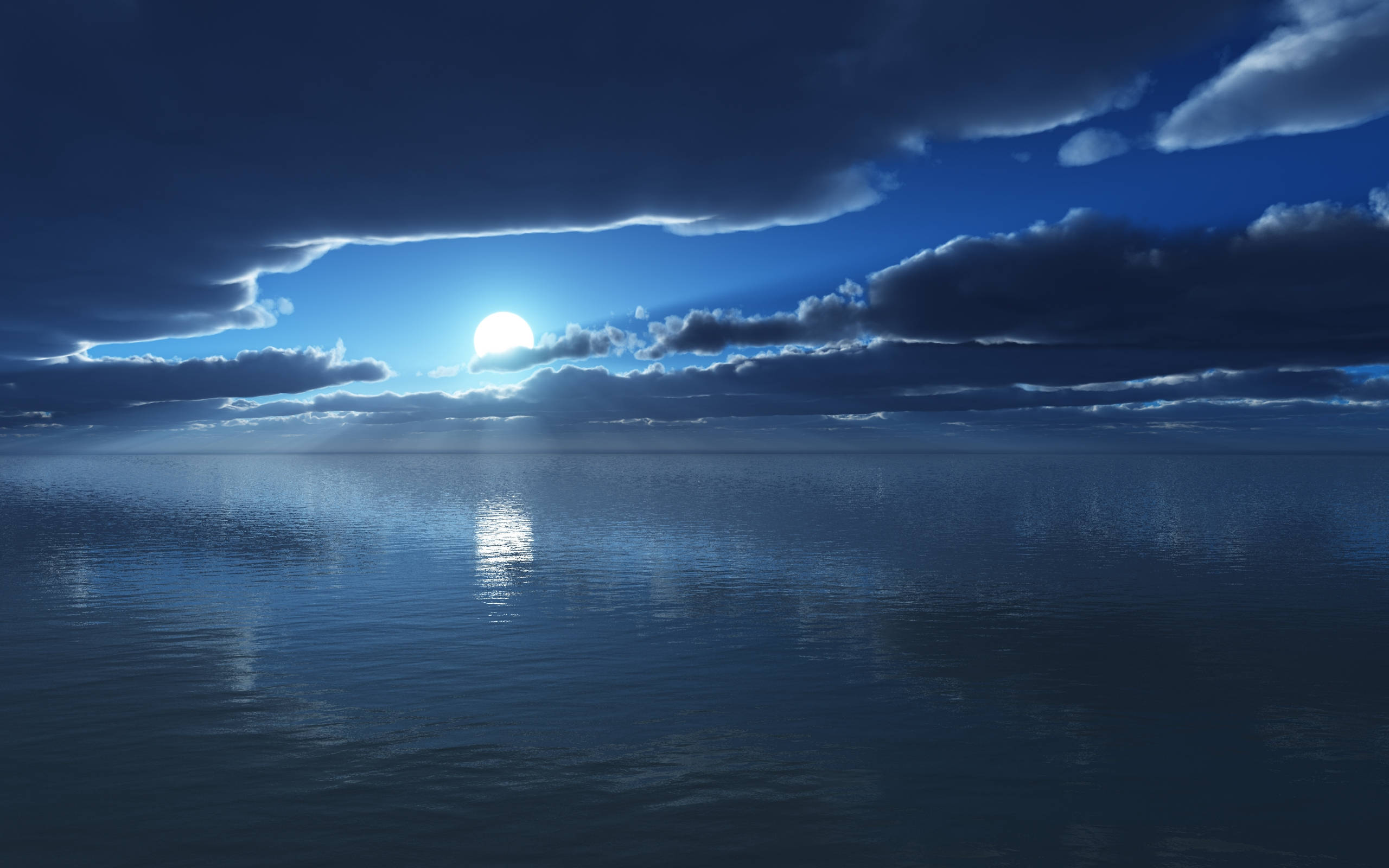 海辺の満月 壁紙