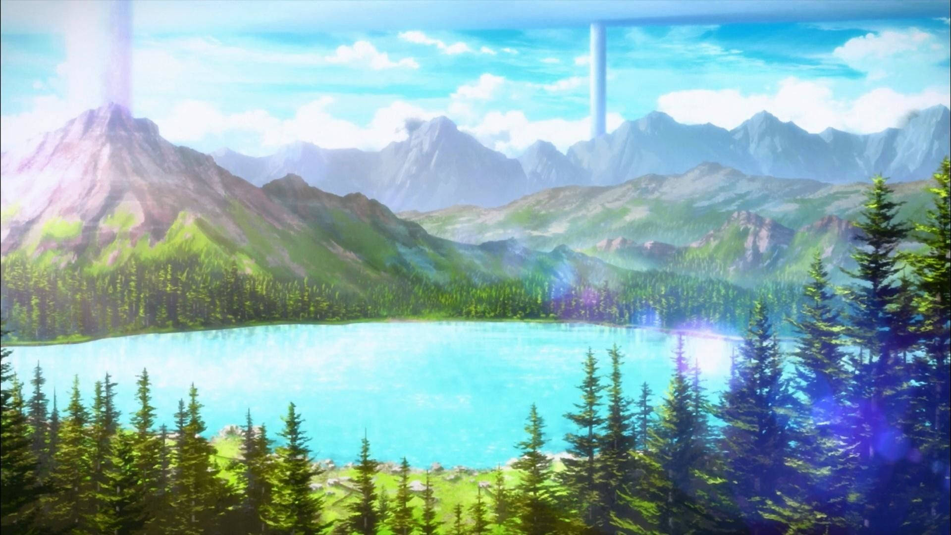 湖のアニメ風景 壁紙