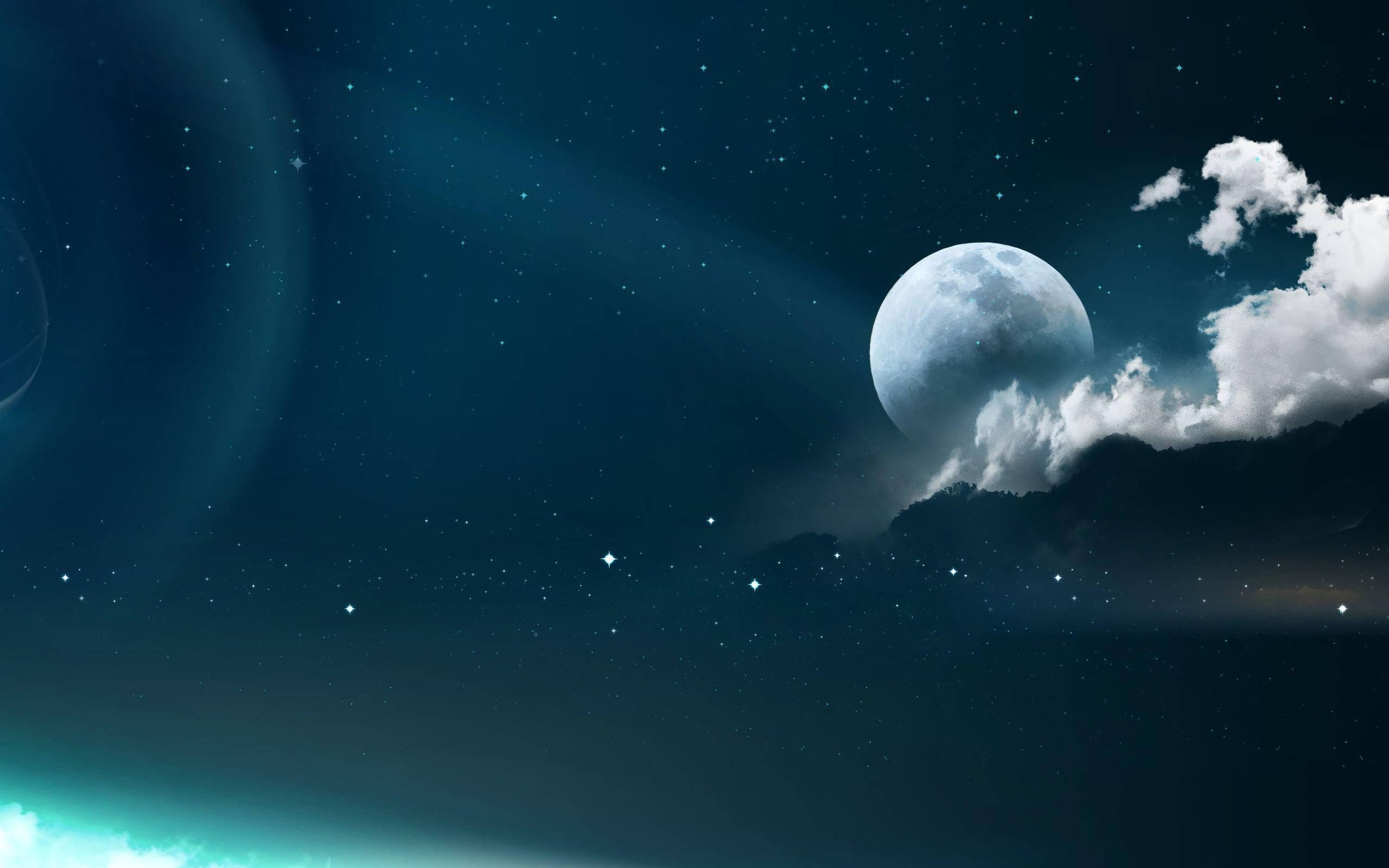 満月と星空 壁紙