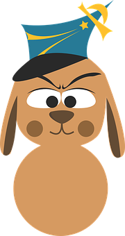 漫画風の犬がかぶる魔法使いの帽子 壁紙