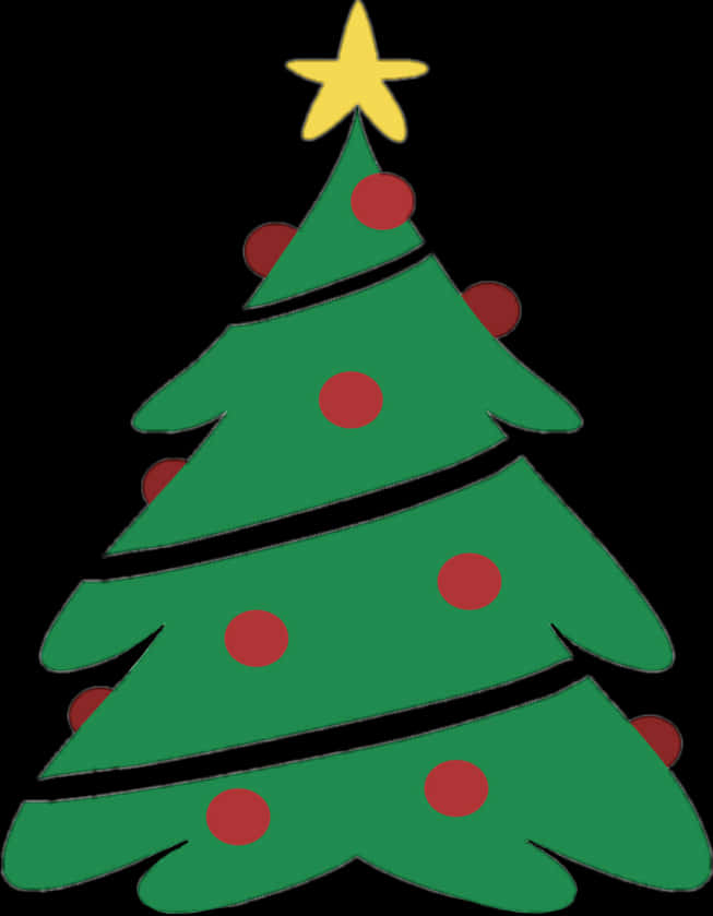 漫画風クリスマスツリー 星とオーナメント 壁紙