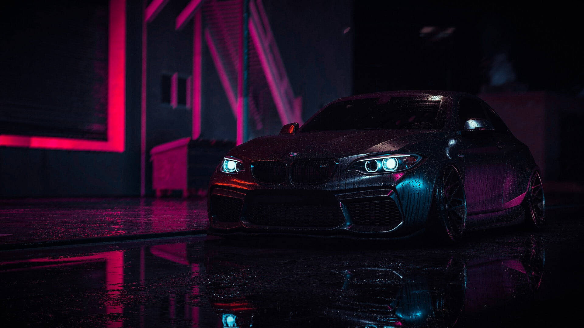 濡れた黒いBMWのノートパソコン壁紙 壁紙