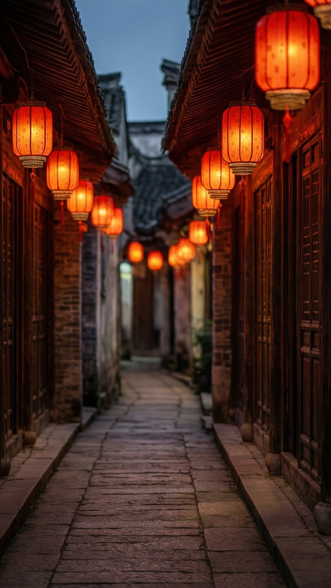 灯明かりの路地 壁紙