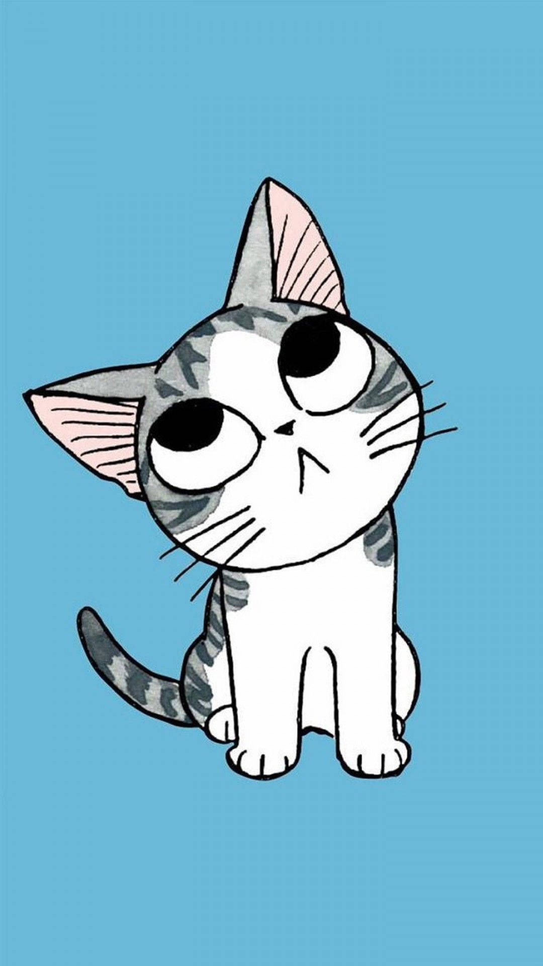 灰色の縞模様の漫画の猫 壁紙