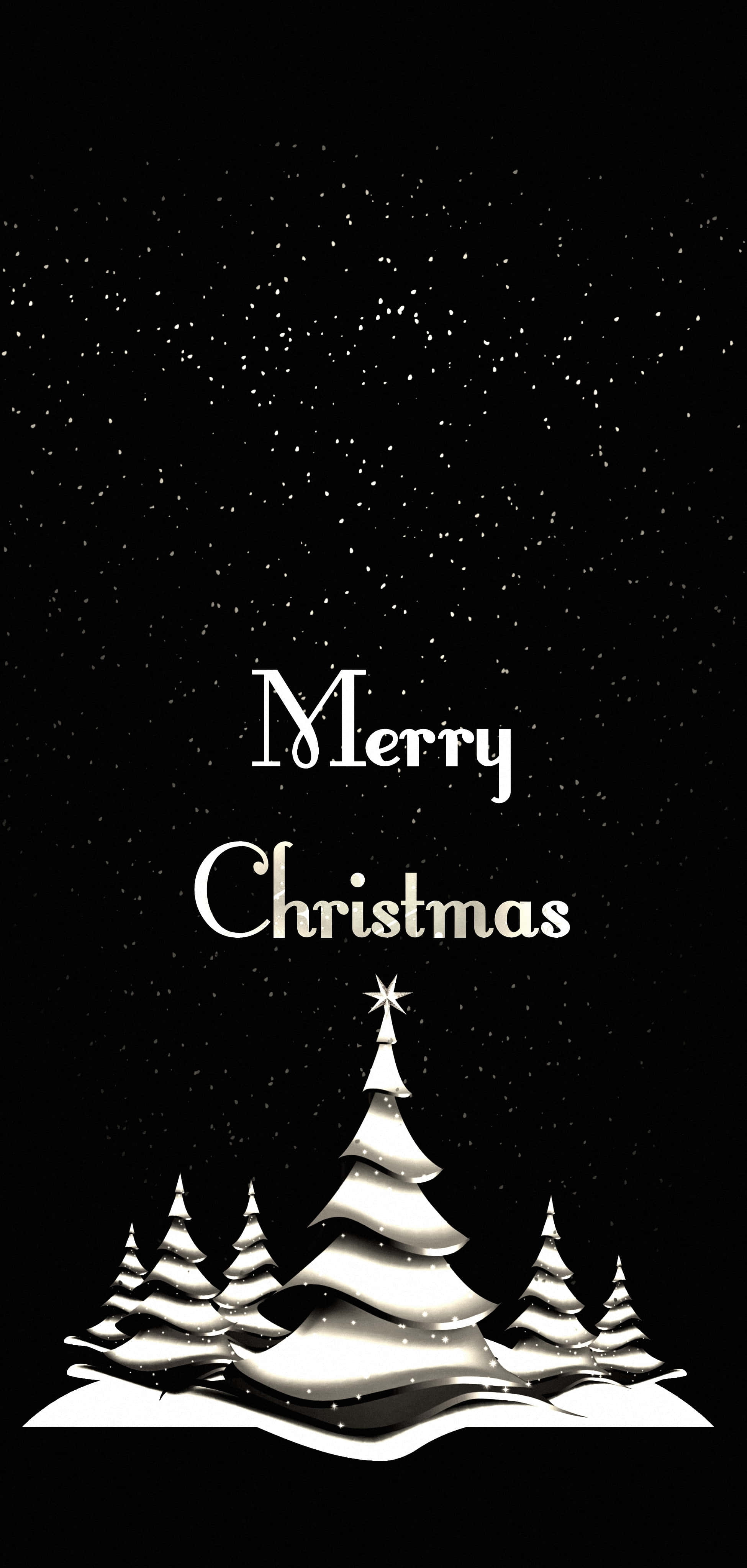 無料メリークリスマスグリーティング 白黒写真 壁紙