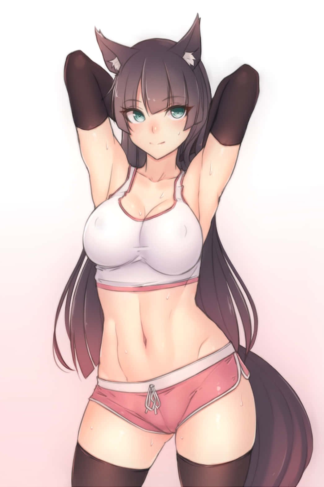 熱いアニメ猫娘のワークアウト