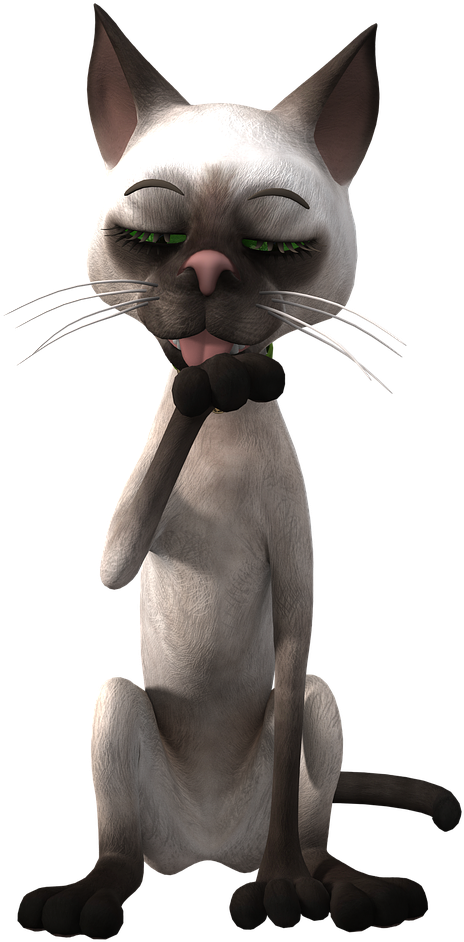 物思いにふけるシャム猫キャラクター 壁紙