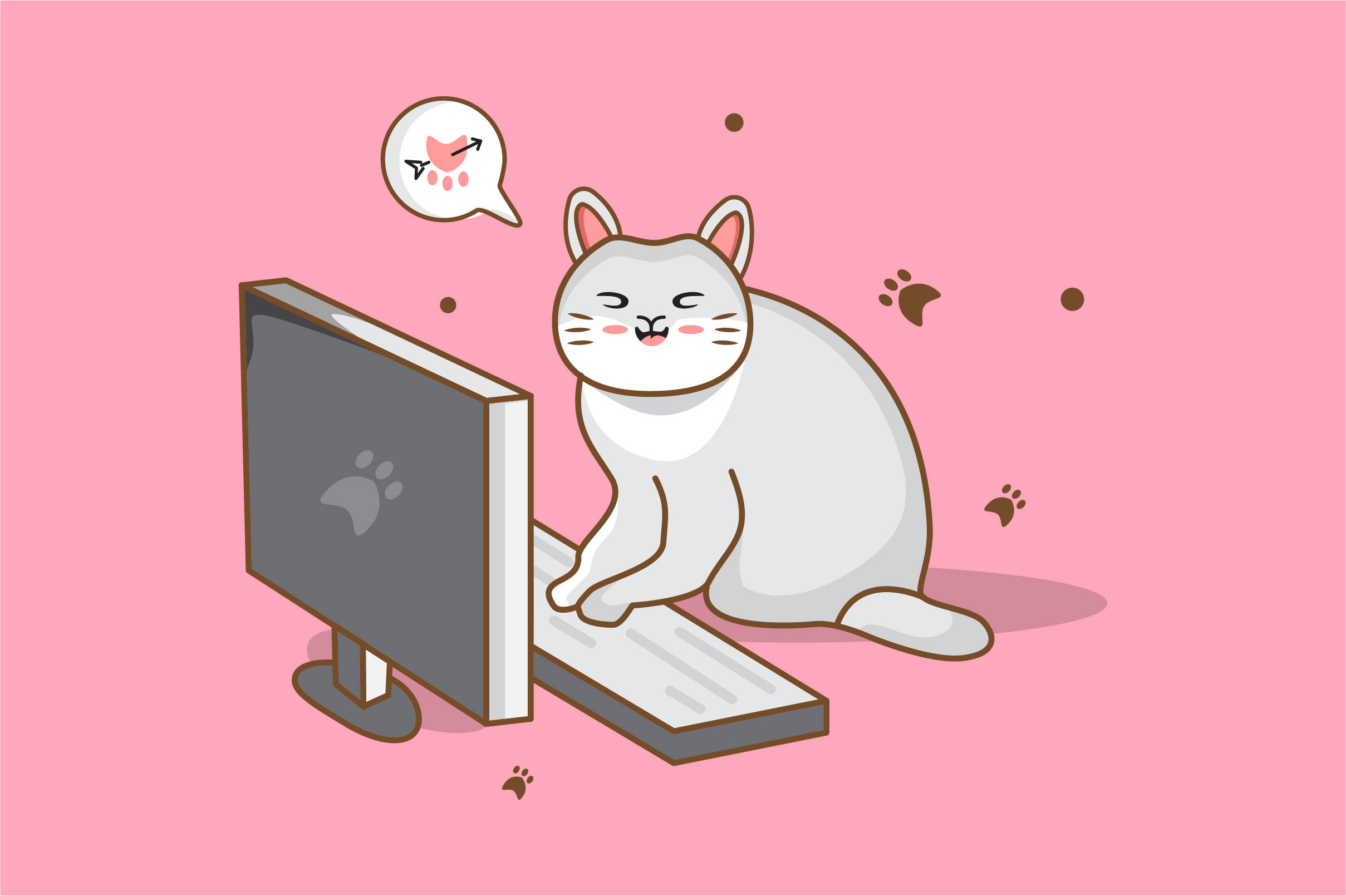 猫とコンピューターキーボードのアート 壁紙
