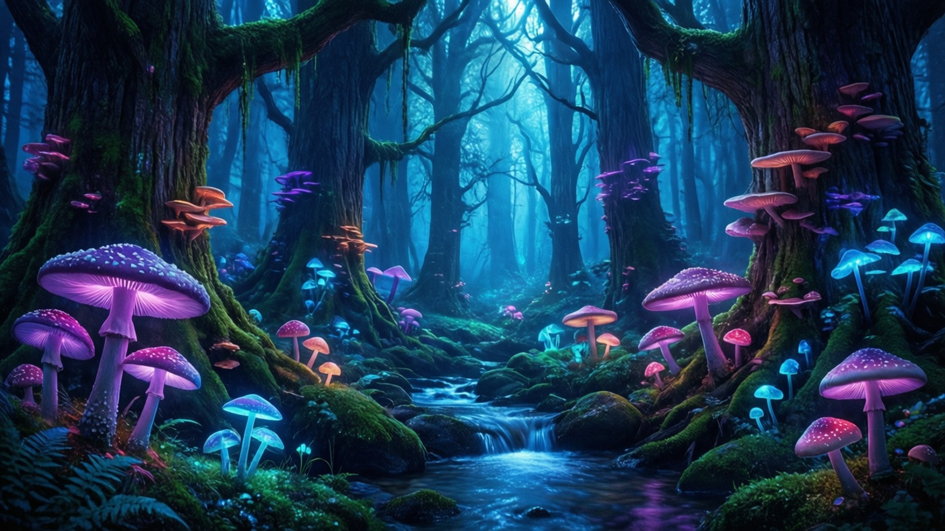 生物発光の森 壁紙