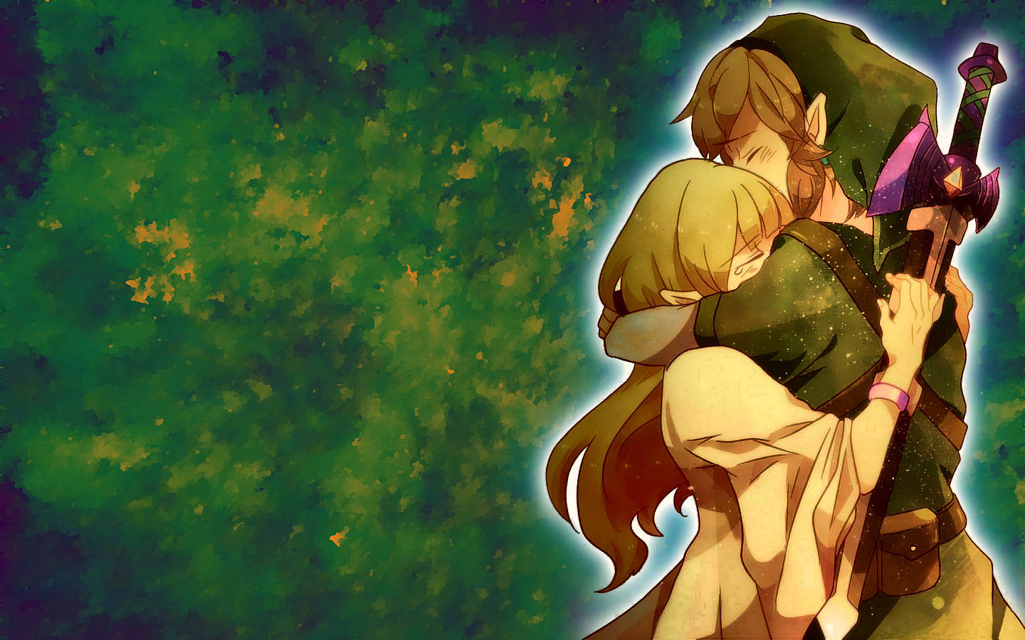 男性ドワーフと少女のアニメハグ 壁紙