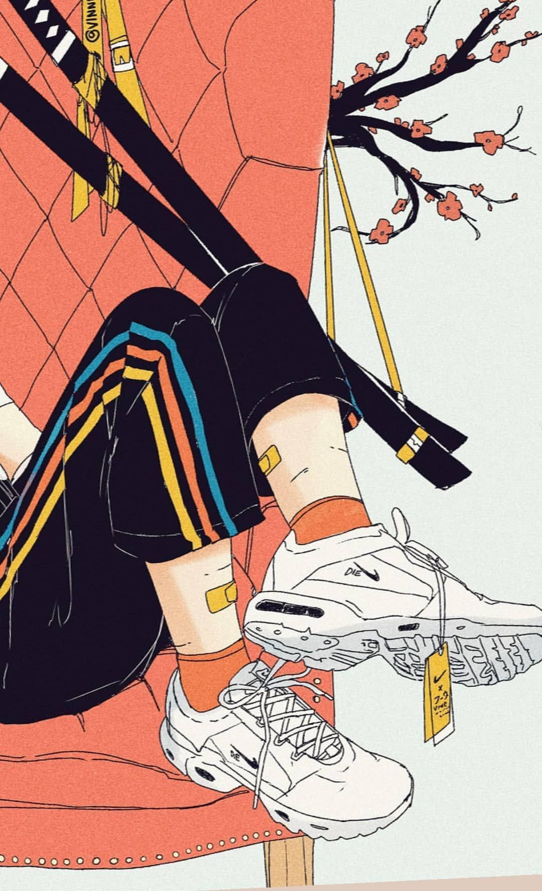 白いスニーカーの美的スケッチ