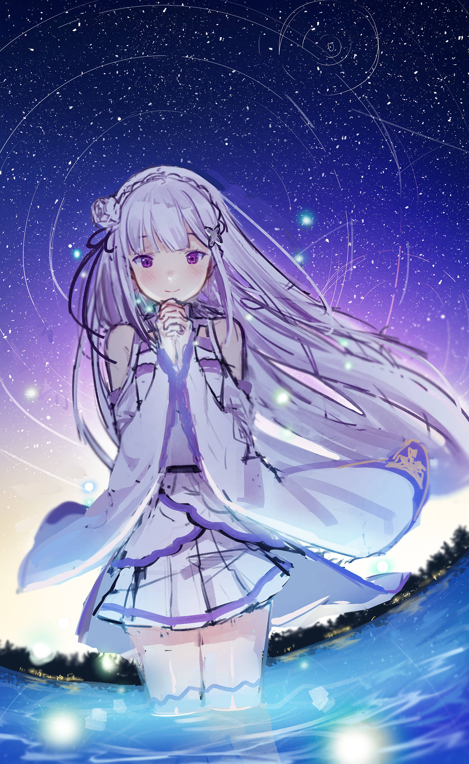 白いドレスを着たパステルゴスガール 壁紙