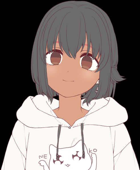 白いパーカーを着たアニメの少女 壁紙