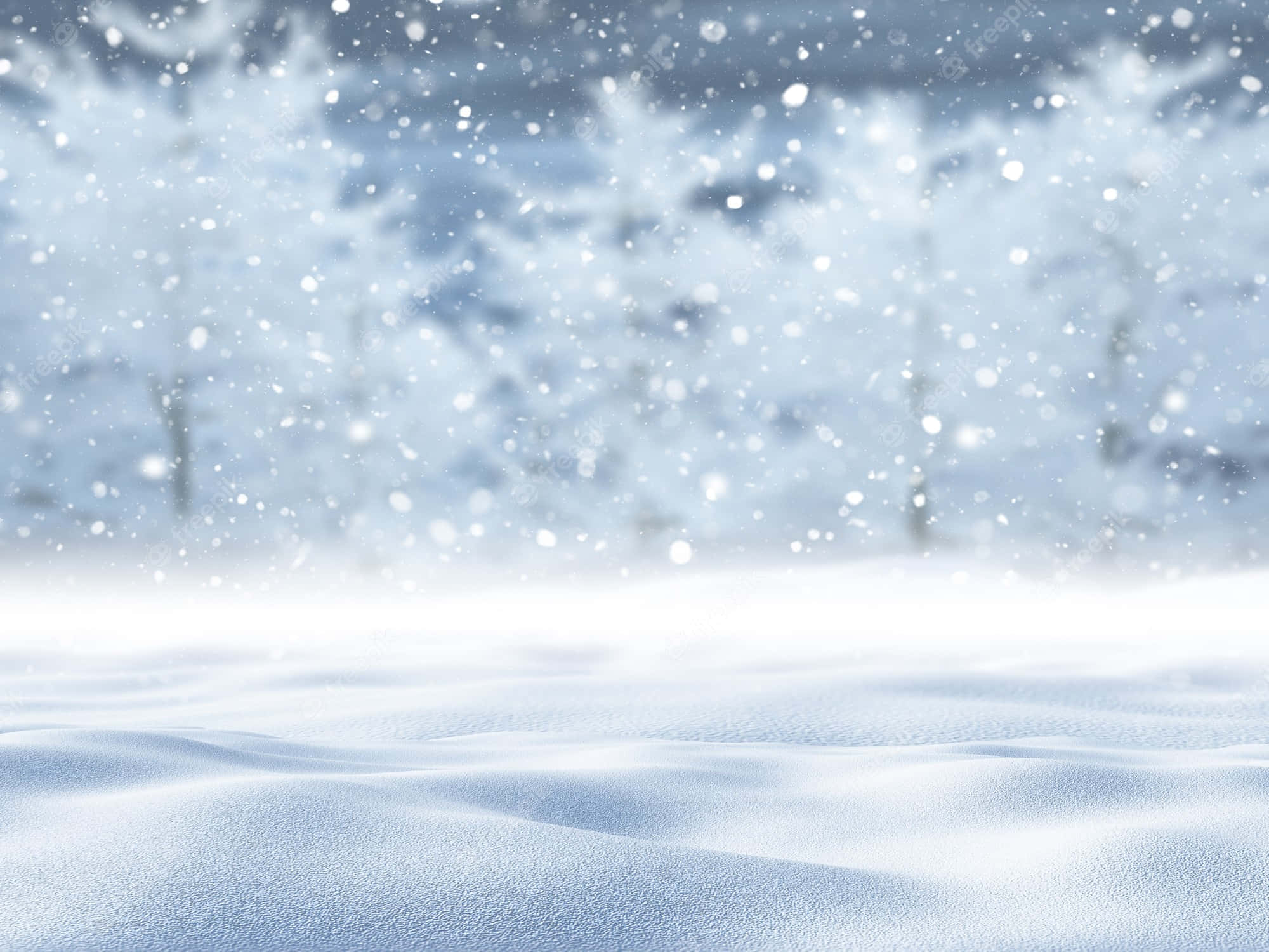 白い冬木々と舞い落ちる雪の背景 壁紙