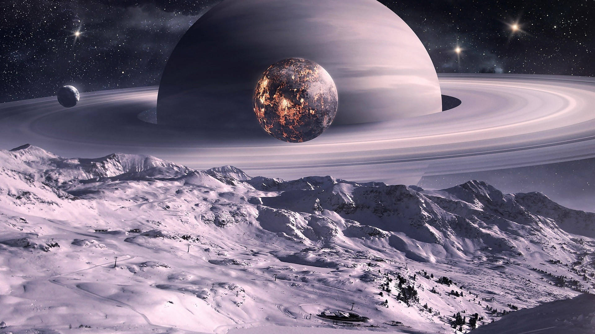 白い土星 4K