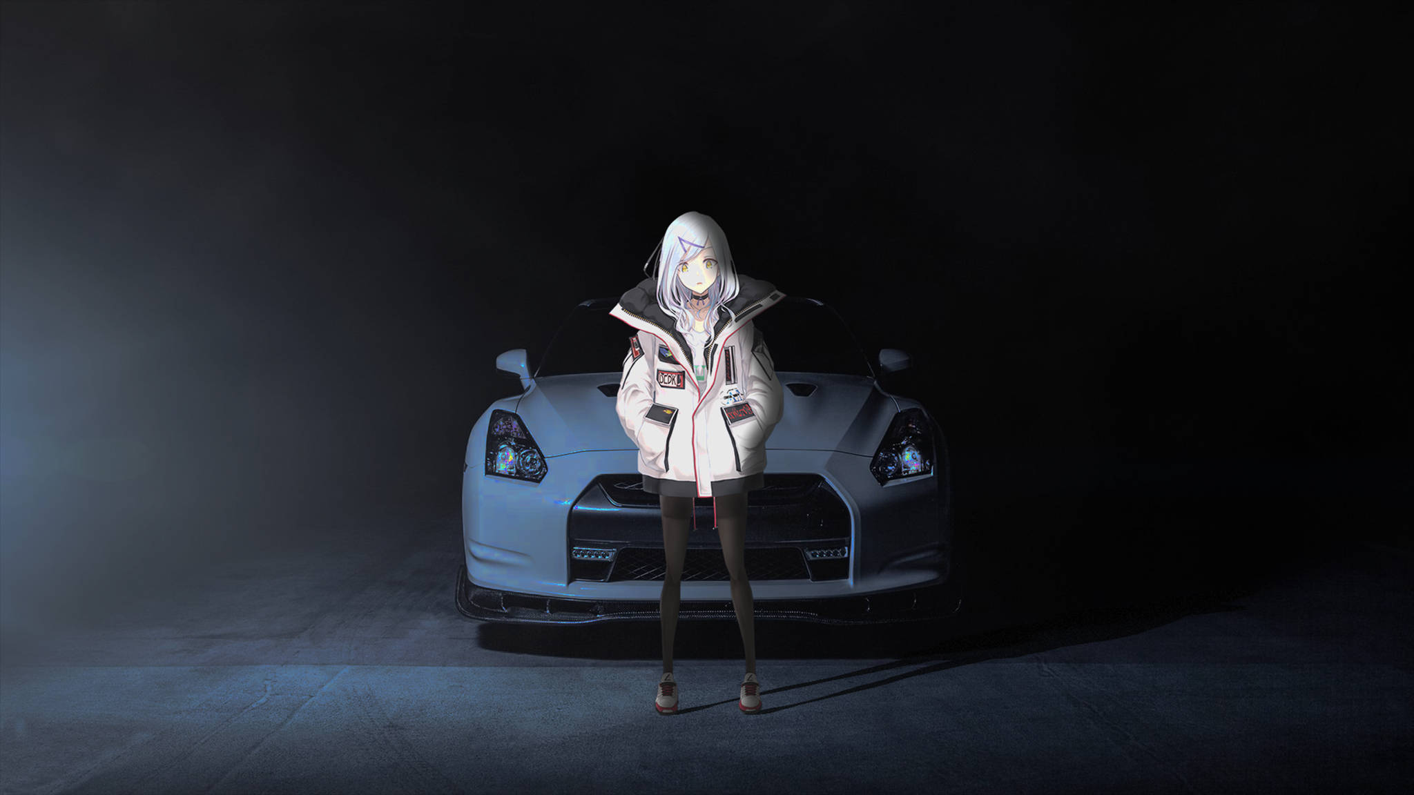 白い日産アニメカー 壁紙
