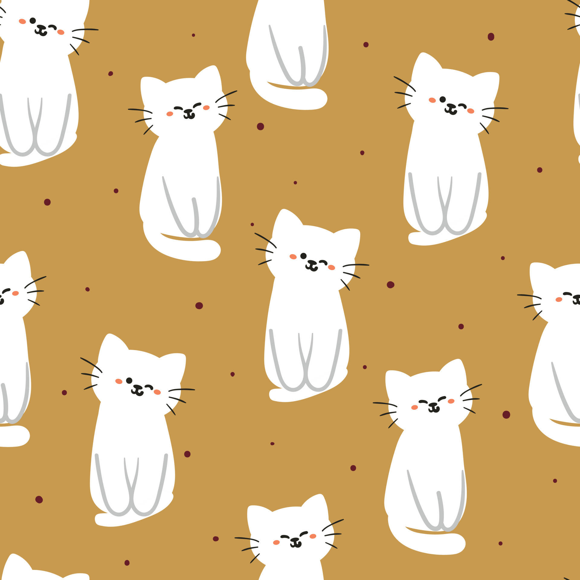 白い漫画の猫柄 壁紙