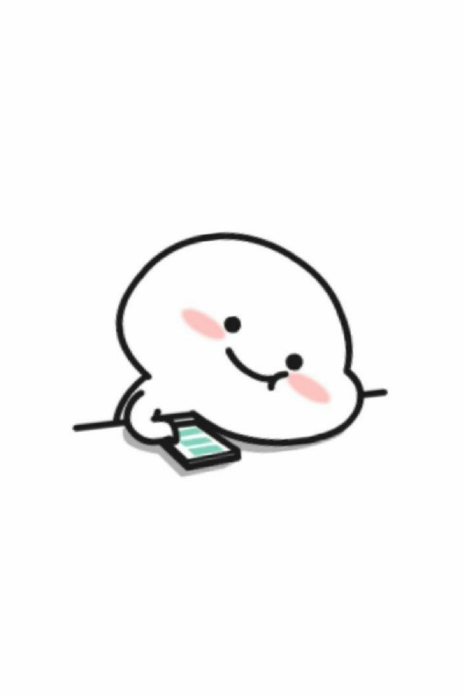 白い画面のスマホを持つQuby 壁紙
