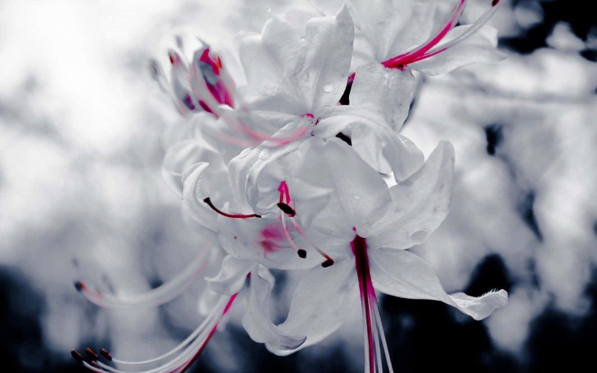 白い花のボケ写真 壁紙