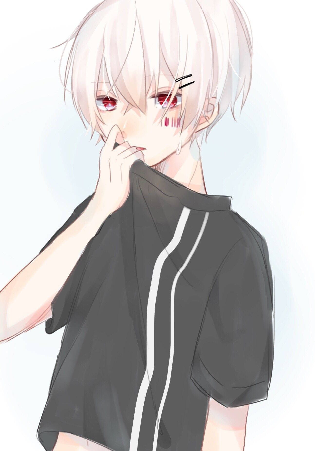 白い髪のかわいい少年キャラクター 壁紙