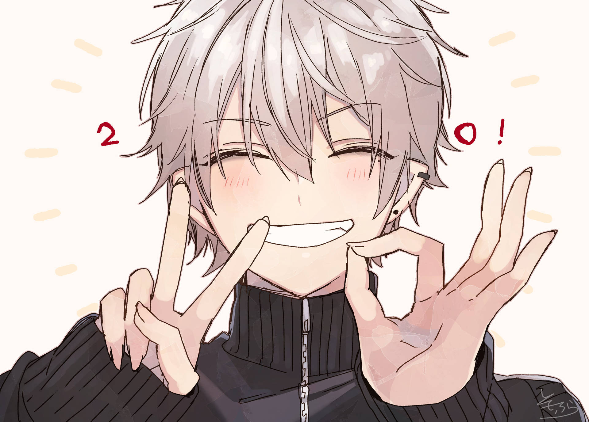 白髪のかわいいアニメ少年