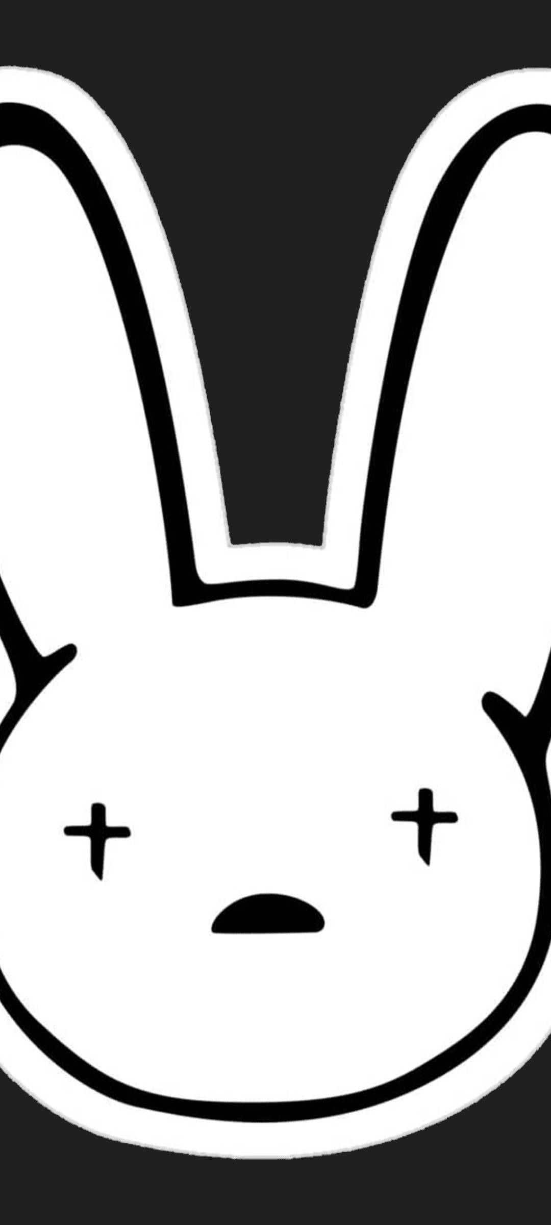 白黒のバッドバニーロゴ 壁紙