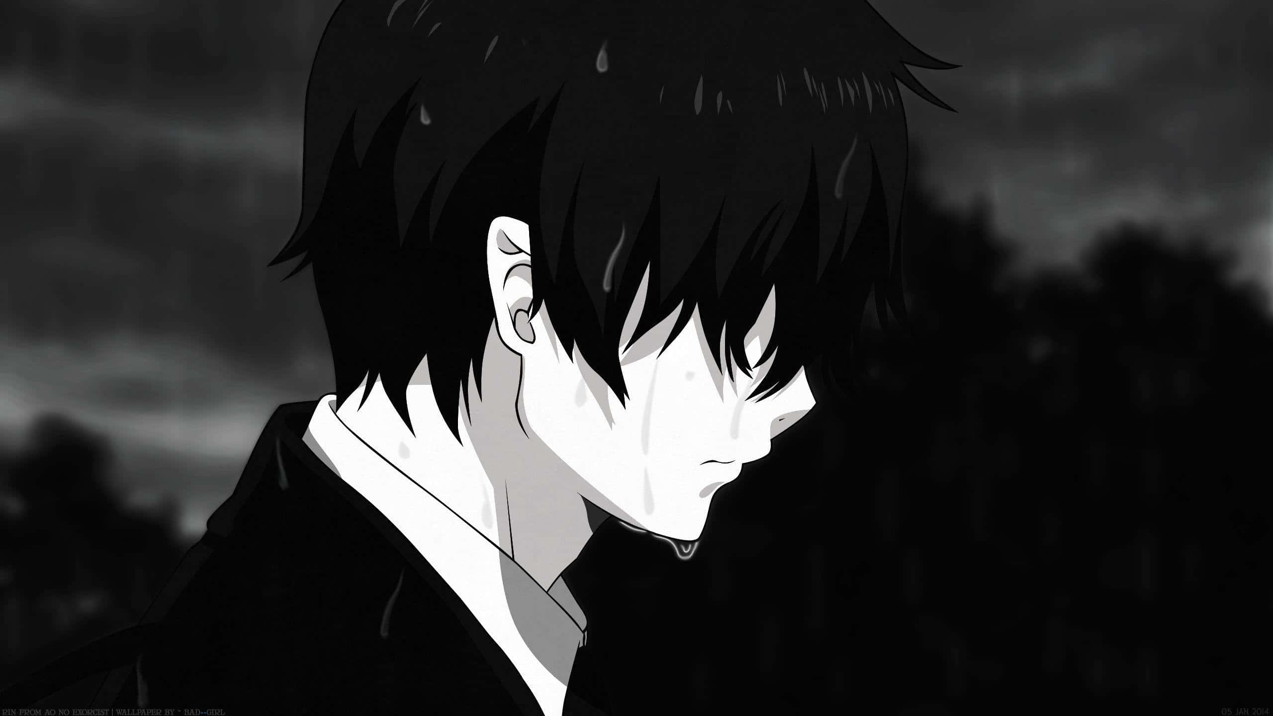 白黒の神秘的なアニメキャラクター 壁紙