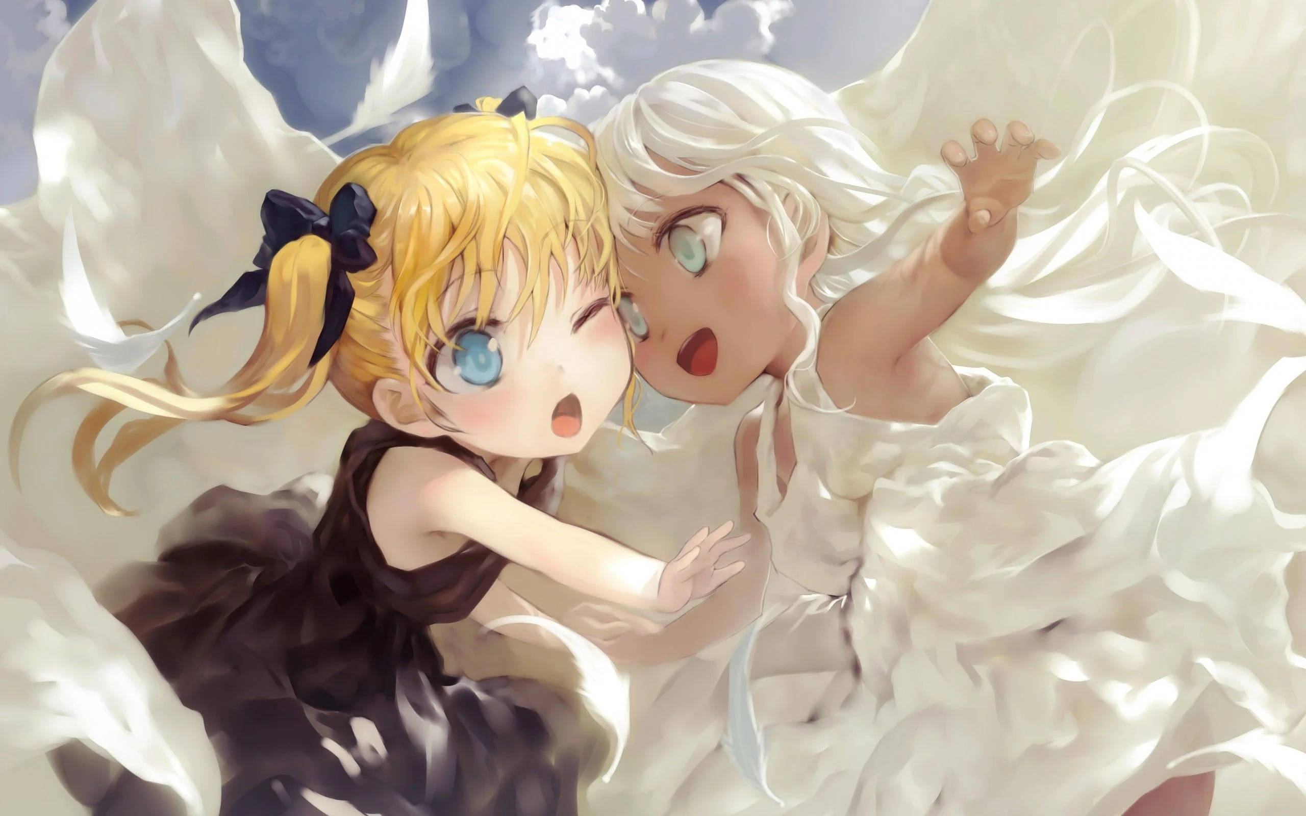 白黒アニメキッズ 壁紙
