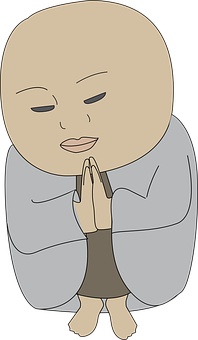 瞑想する僧侶の漫画イラスト 壁紙