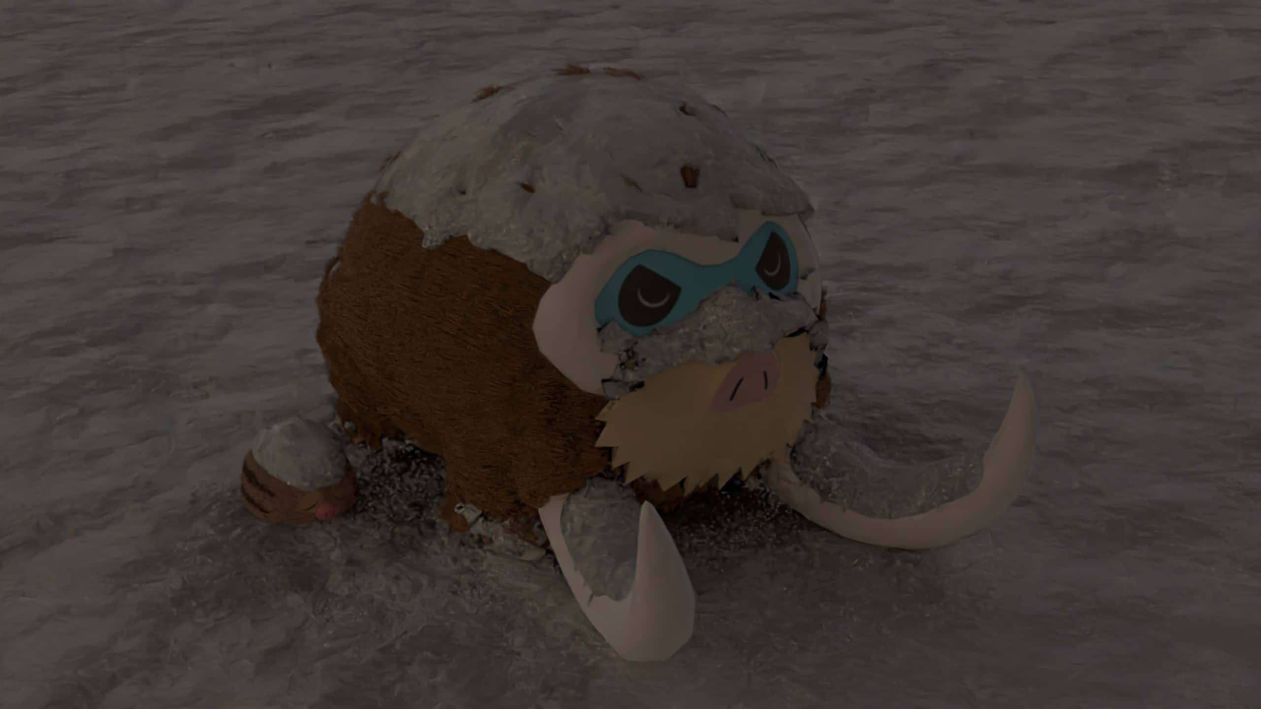 砂にまみれたマンムーの暗い画像 壁紙