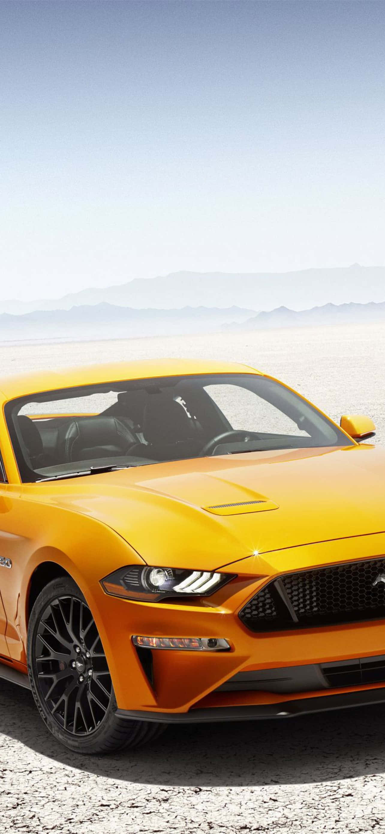 砂漠に佇む2019年型フォード・マスタングGT 壁紙