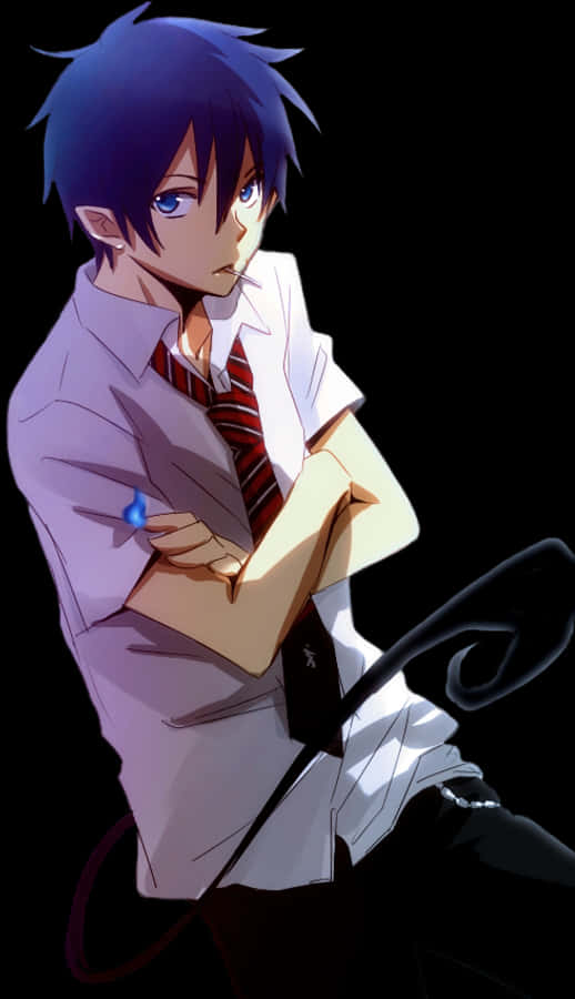神秘的な青い髪のアニメ少年 壁紙