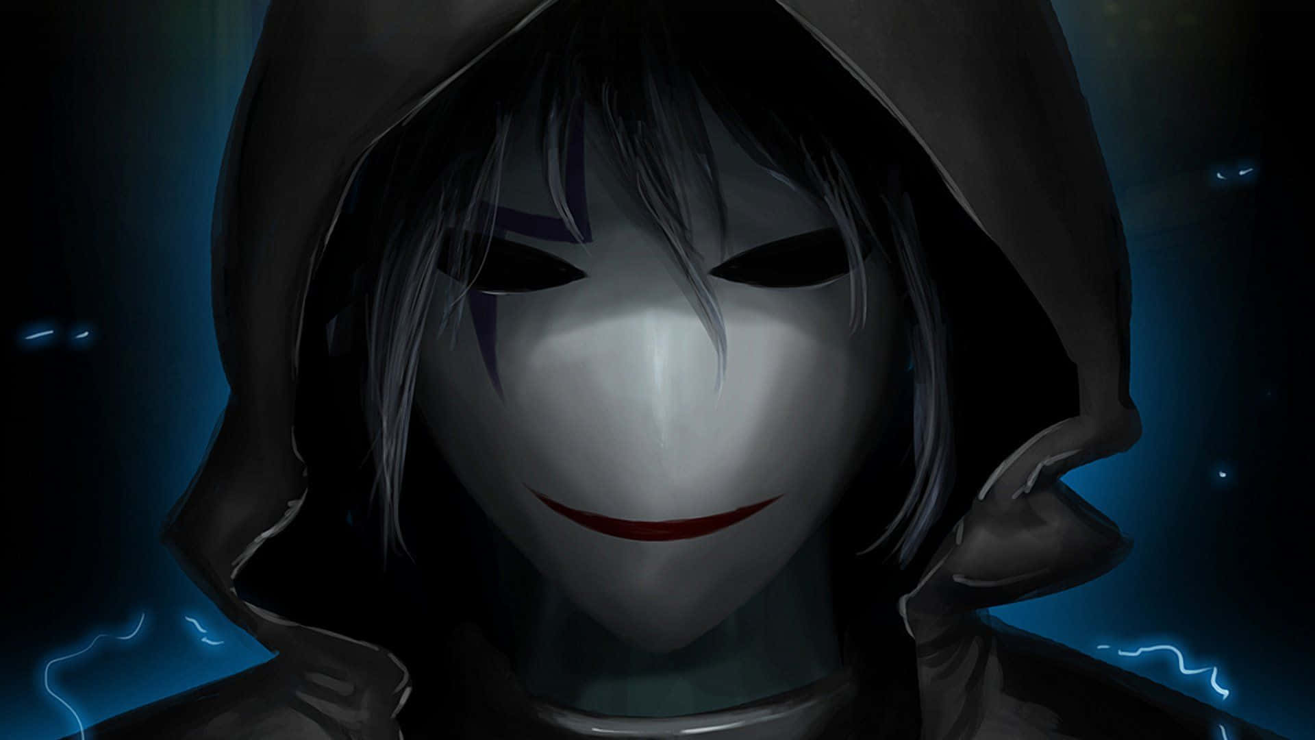 稲妻が描かれた黒い仮面 壁紙