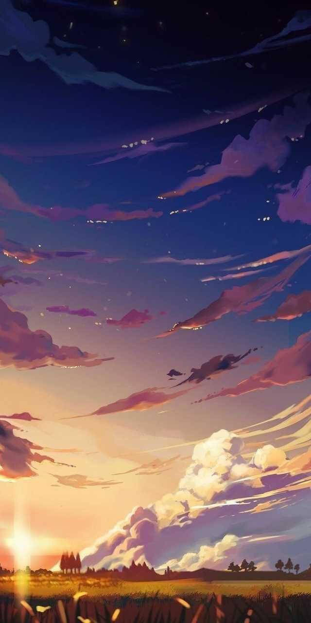 穏やかなアニメ風の美しい空 壁紙