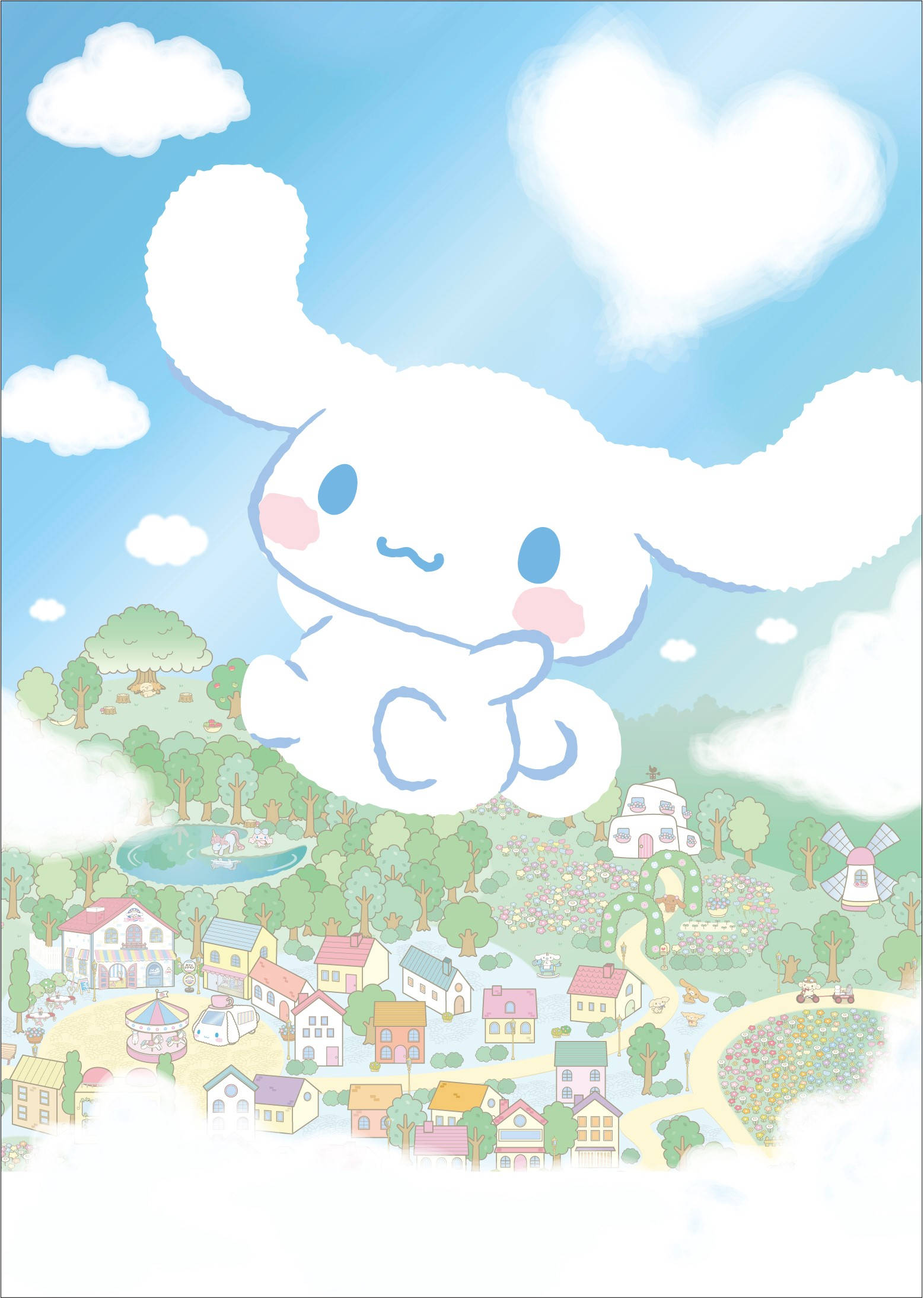 空飛ぶシナモロールアート 壁紙