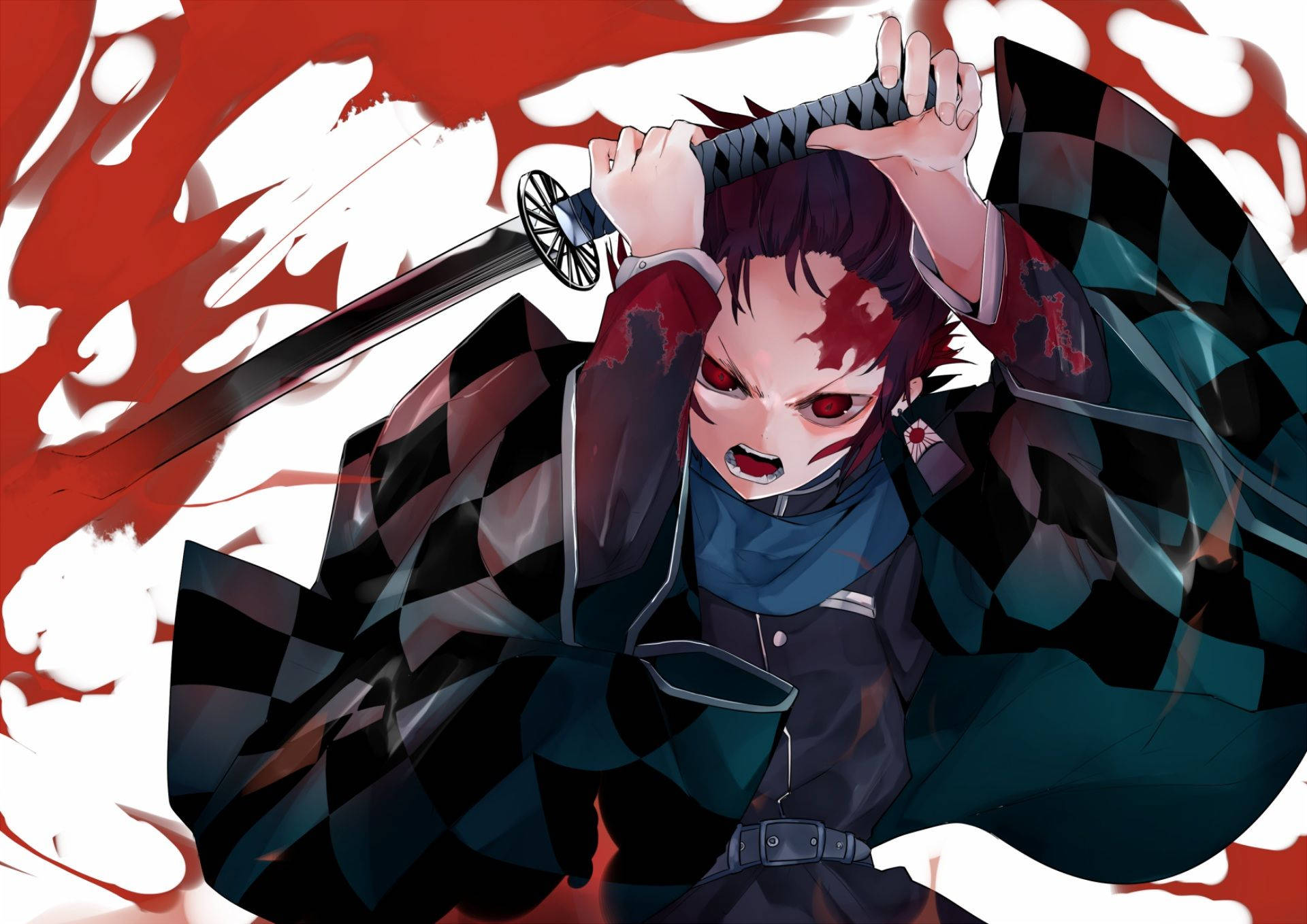 黒い刀で攻撃する炭治郎の『鬼滅の刃』の壁紙 — 鬼滅の刃 壁紙