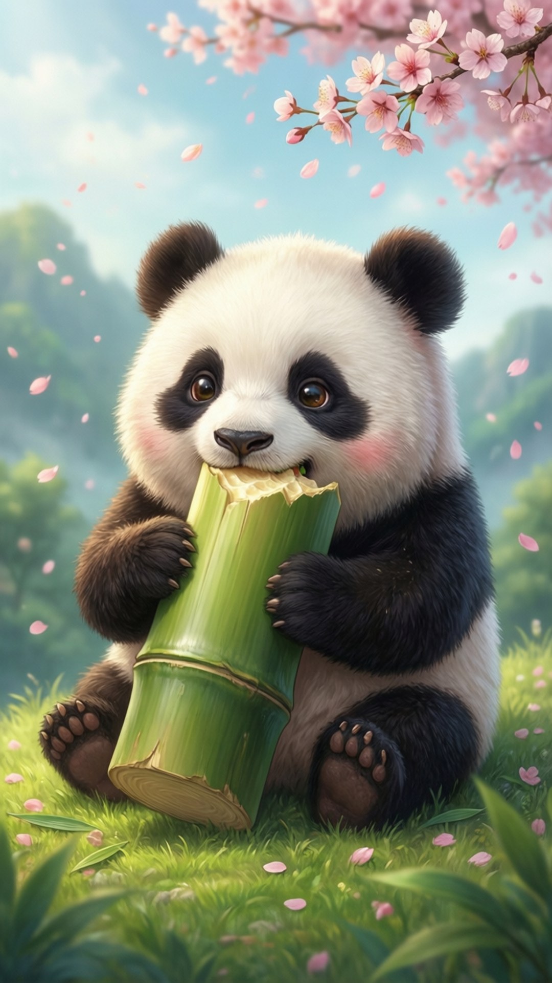 竹を食べるパンダ 壁紙