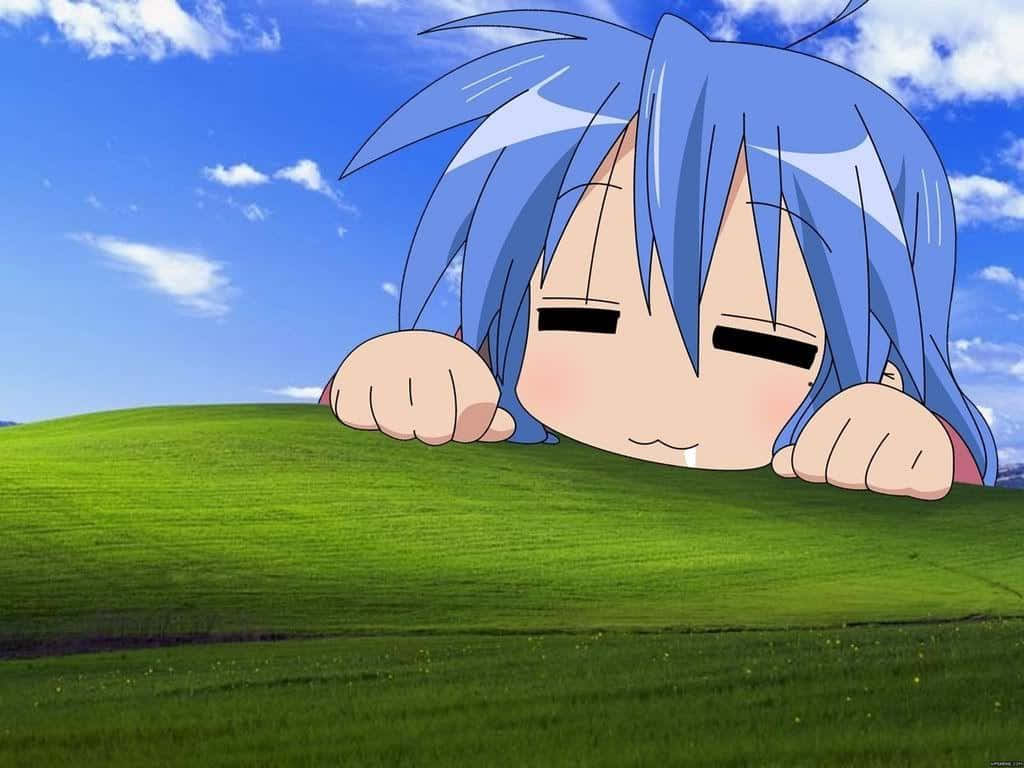 笑顔のアニメ少年が楽しい瞬間を楽しむ 壁紙