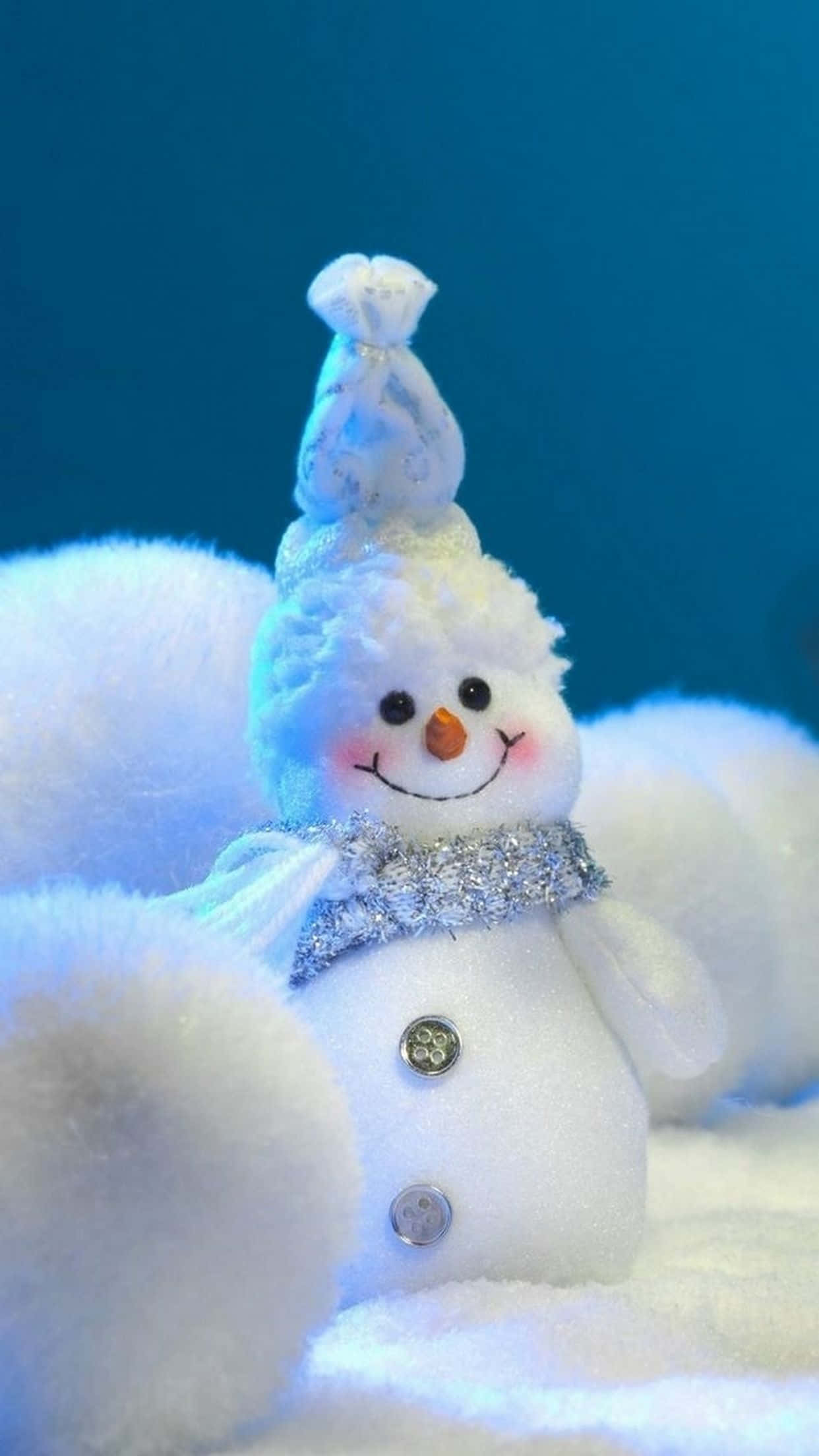 笑顔の雪だるま かわいいクリスマススマホ壁紙 壁紙