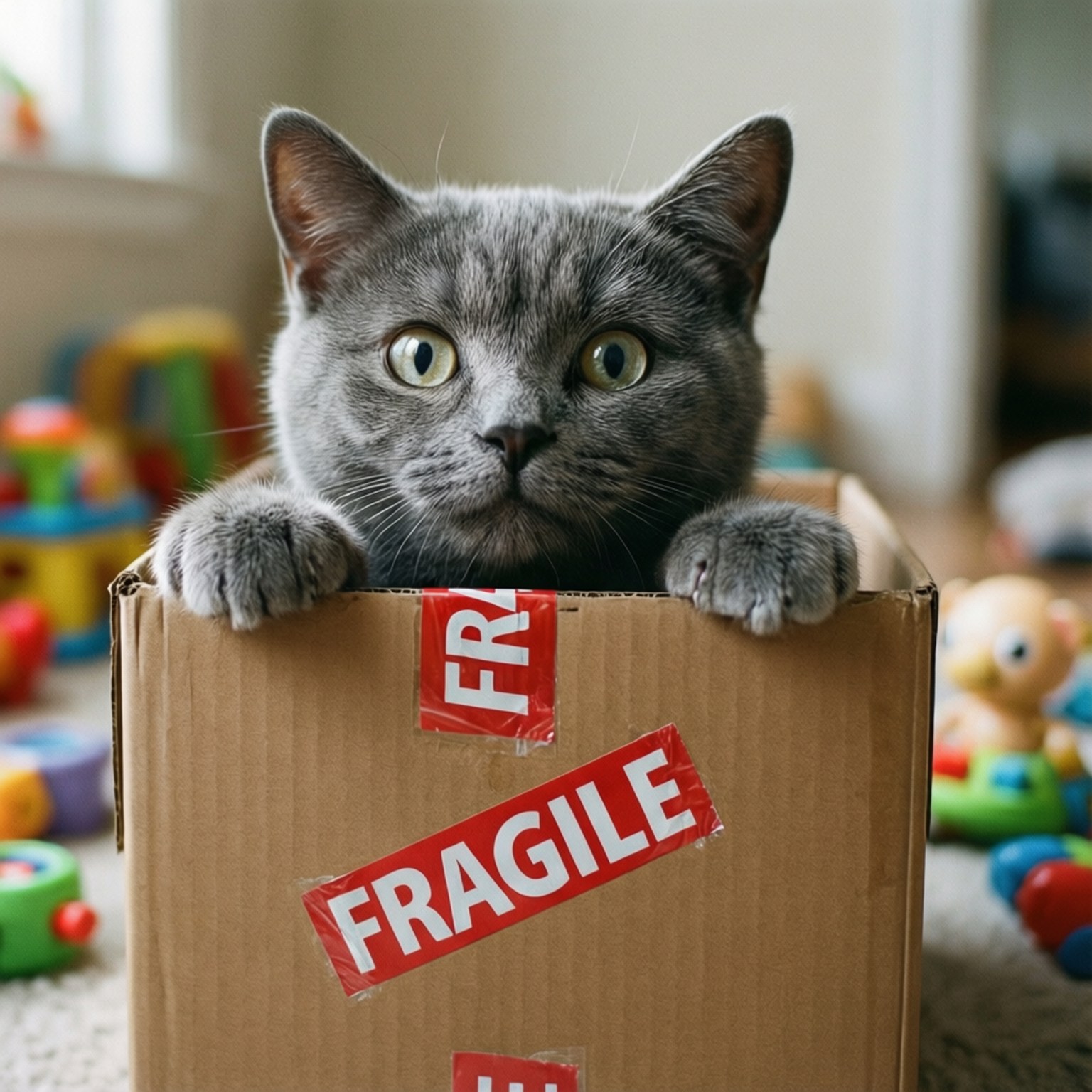 箱から覗く猫 壁紙