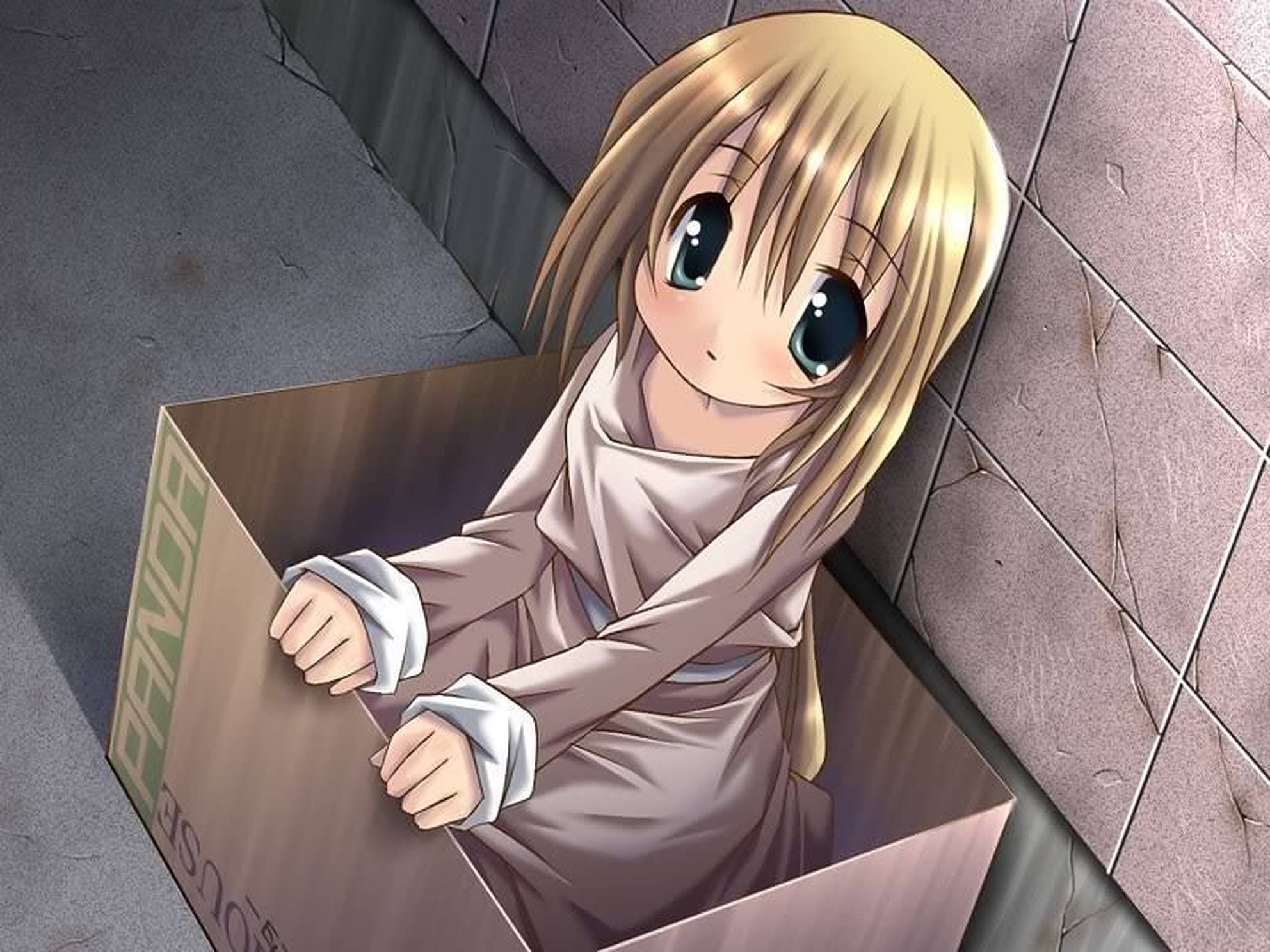 箱の中のアニメの子供 壁紙