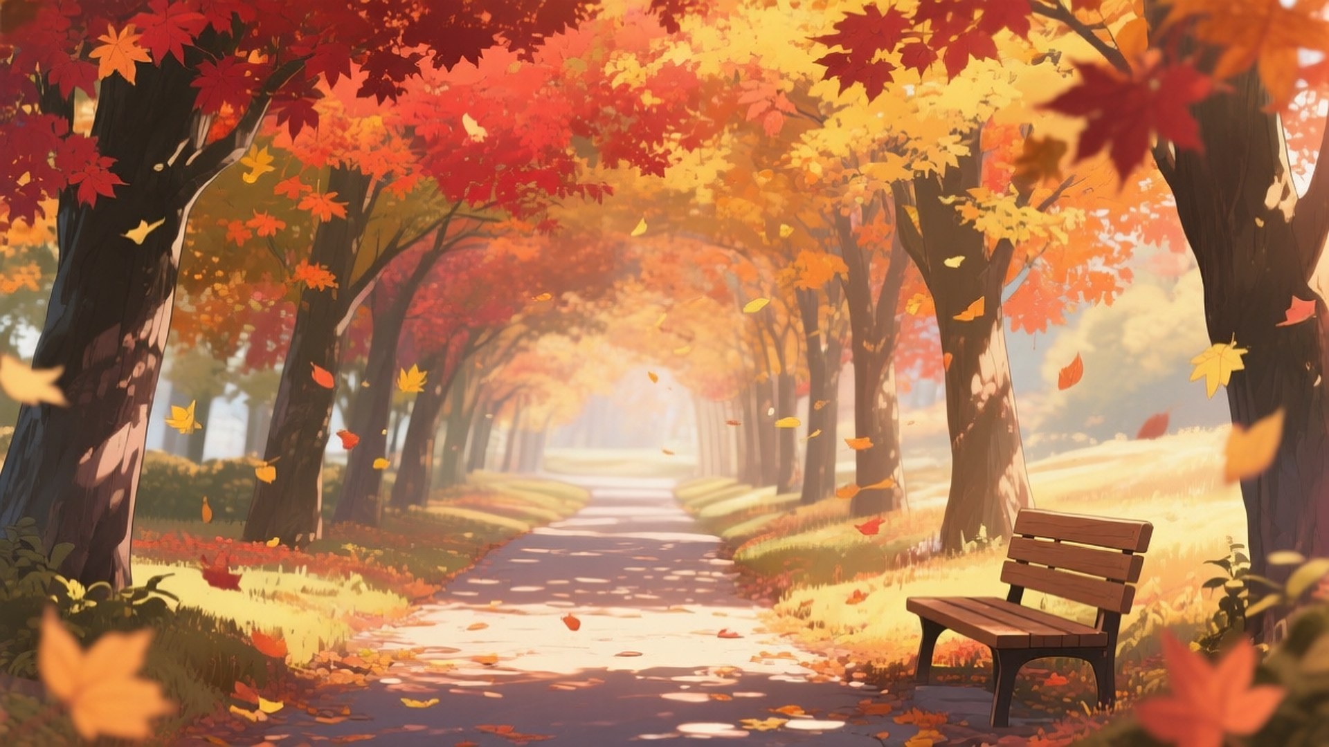 紅葉のトンネル 壁紙