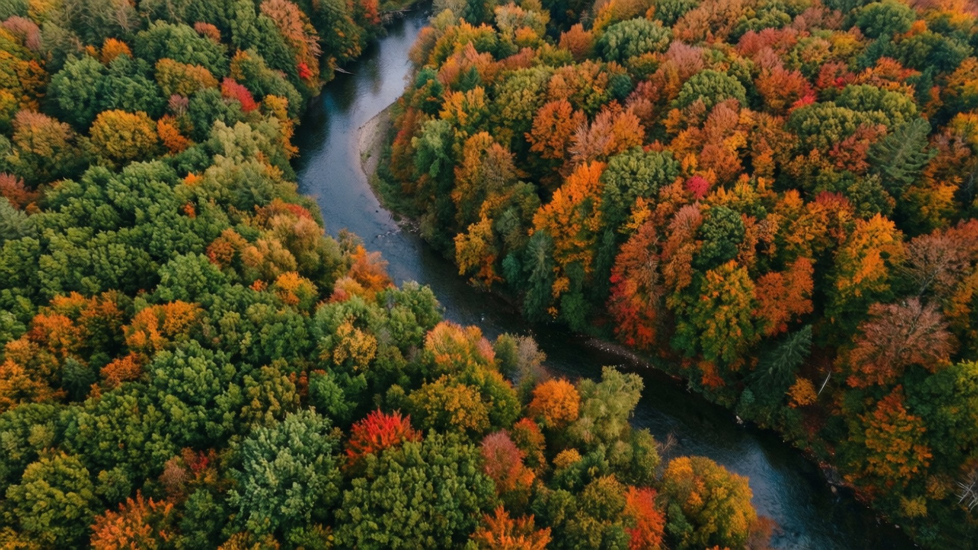 紅葉の空中森林 壁紙