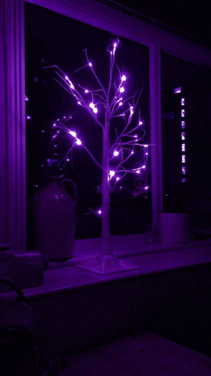 紫と黒のエステティックなクリスマスツリー 壁紙