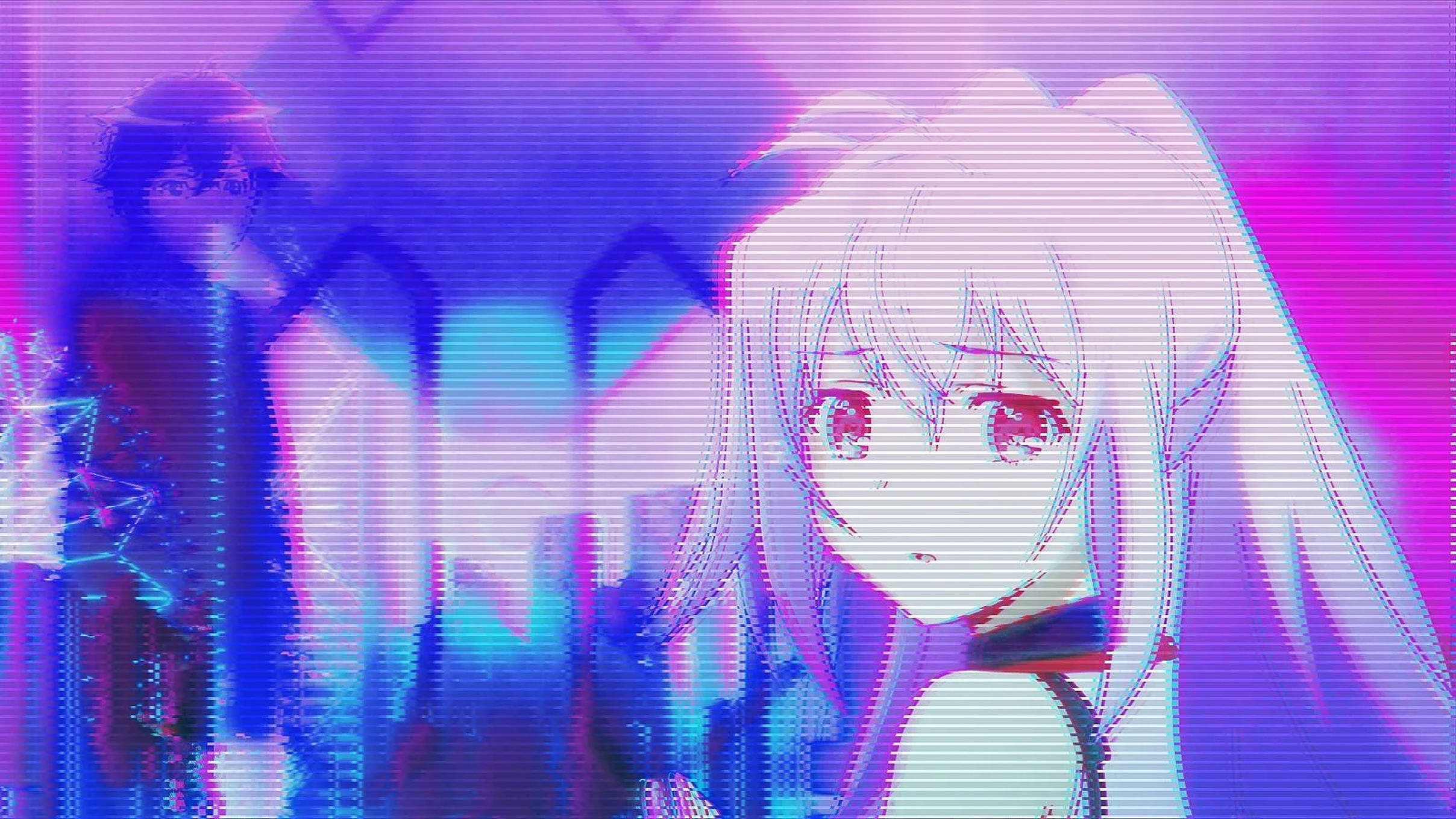紫のアニメ風美少女 壁紙